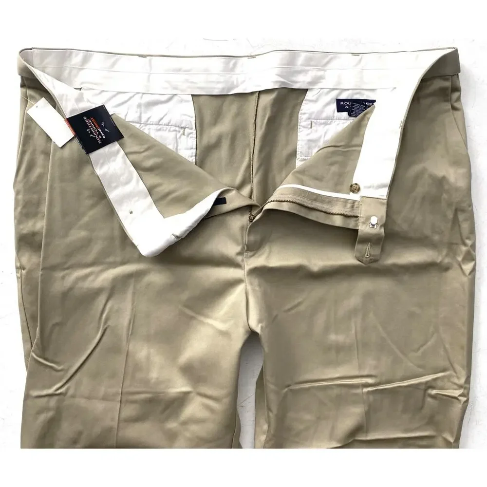 Roundtree Yorke Pants Travel Smart Twill Flat Front Nwt 54 x 32